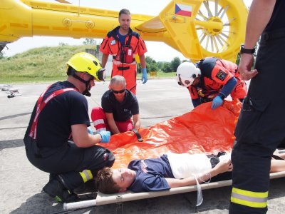 Letecká nehoda na přistávací ploše Letiště České Budějovice - cvičení složek IZS