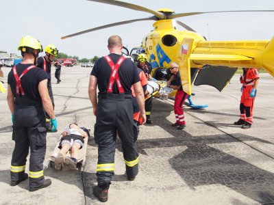 Letecká nehoda na přistávací ploše Letiště České Budějovice - cvičení složek IZS