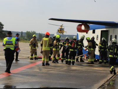 Letecká nehoda na přistávací ploše Letiště České Budějovice - cvičení složek IZS