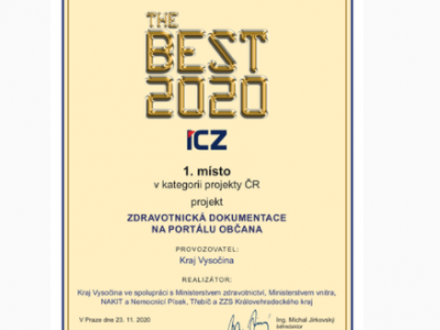 V prestižní soutěži „Egovernment the best 2020“ zvítězil projekt s účastí Zdravotnické záchranné služby Královéhradeckého kraje