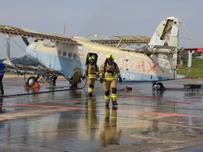 Letecká nehoda na přistávací ploše Letiště České Budějovice - cvičení složek IZS