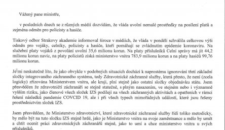 Dopis AZZS ČR ministrovi zdravotnictví