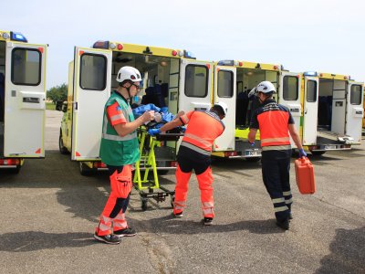 Letecká nehoda na přistávací ploše Letiště České Budějovice - cvičení složek IZS