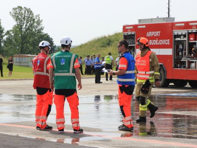 Letecká nehoda na přistávací ploše Letiště České Budějovice - cvičení složek IZS